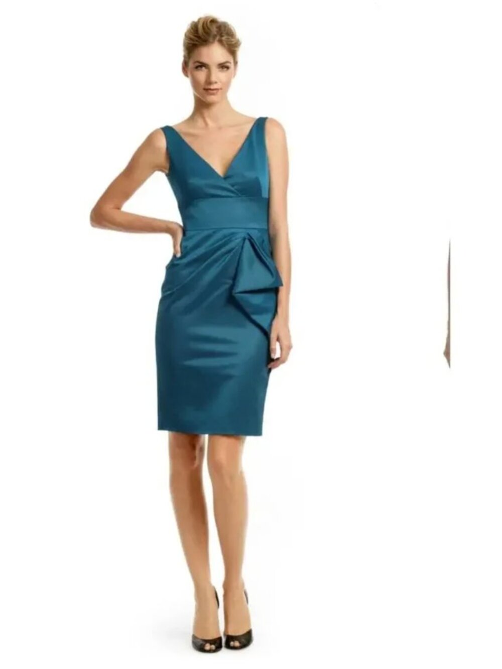 Lela Rose - Teal Sleeveless V-Neck Sheath Dress - 12